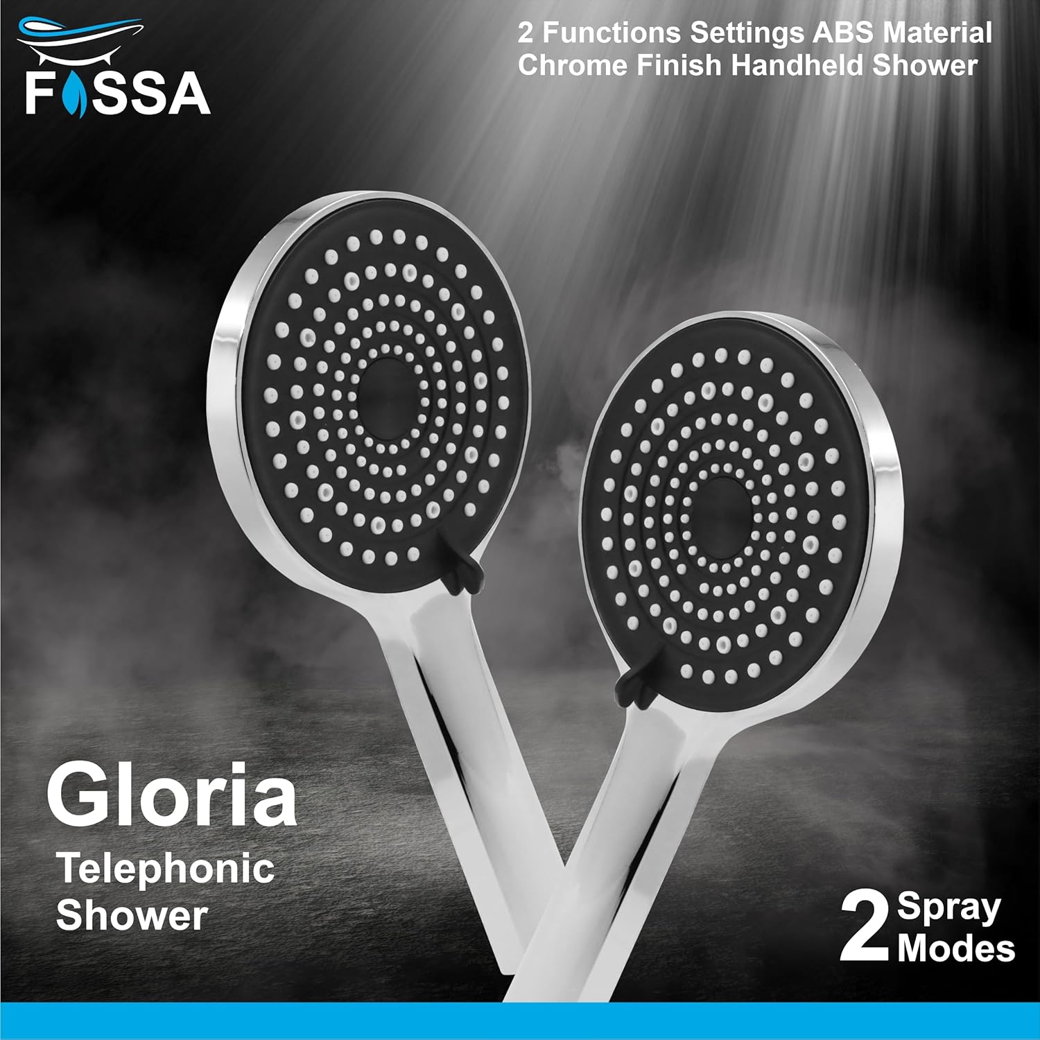 Fossa Gloria Hand Shower Set – High Pressure Shower & 2 Spray Modes | ABS Body, Chrome Finish (Hand Shower Only)