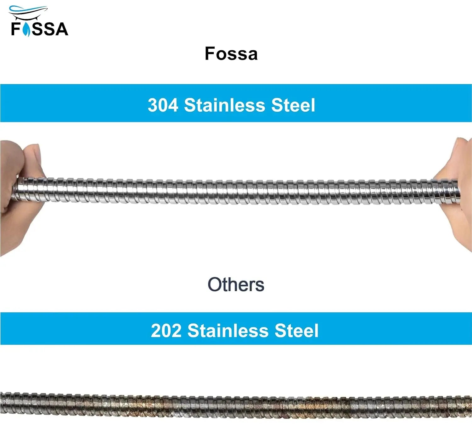 Fossa Shower Faucet Hose Pipe 1 mtr - Chrome Finish